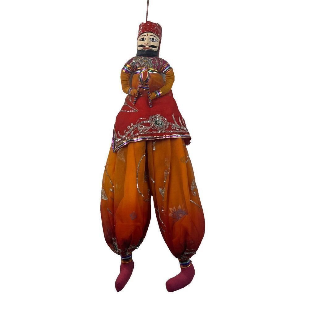 Indian‎ Rajasthani Antique Kathputli Raja Warrior Puppet